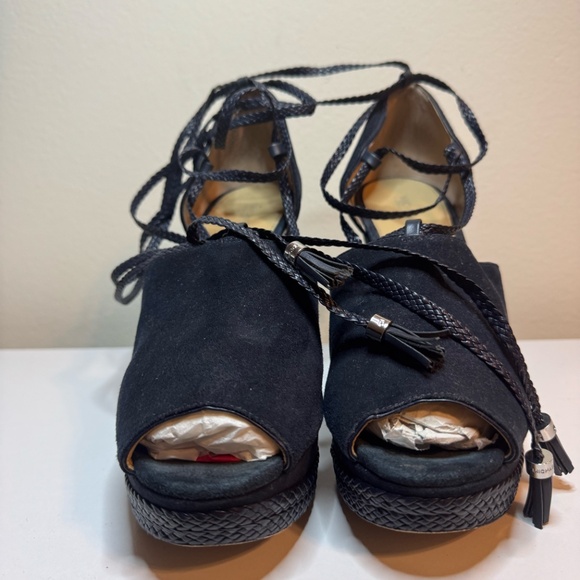 Michael Kors Navy Blue Wedge Suede Navy Blue with Straps Size 10 - Picture 2 of 10
